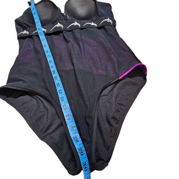 Dolfin Women's Aquashape Color Block Ruched-Front One Piece Swimsuit Size 18* - Picture 8 of 11